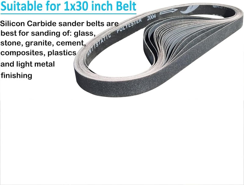 SACKORANGE 24 Pack 1 x 30 Inch Silicon Carbide Sanding Belts Assorted -120 240 400 600 800 and 1000 Grits, High Performance Sander Belts For Knife Sharpening and Metalworking - Image 5